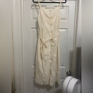 Old Navy Cream Button-Front Maxi Sundress with Tie Waist